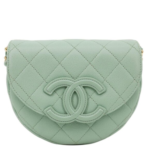 Chanel  Timeless Curved Flap Quilted Leather Chain Shoulder Bag Green - Picture 3 of 14